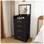 Compact Vanity Desk with Flip-Top Mirror and Storage, 3-Drawer Makeup Table with Integrated Seat, Black MDF Finish