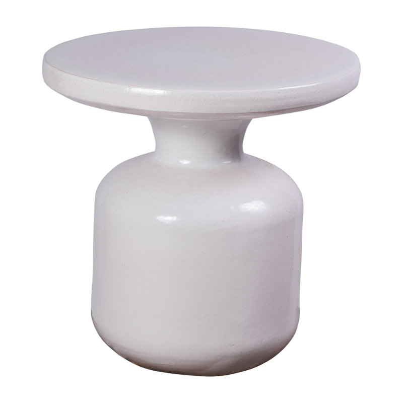 Bottle Outdoor Round Side Table, Linen Semi Gloss