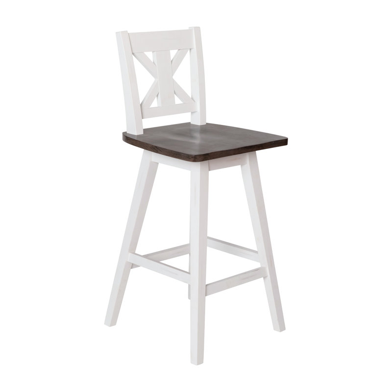Tabouret de bar et de comptoir Bakersville, Blanc délavé, Tabouret de bar (siège d'une hauteur de 28,5 po)