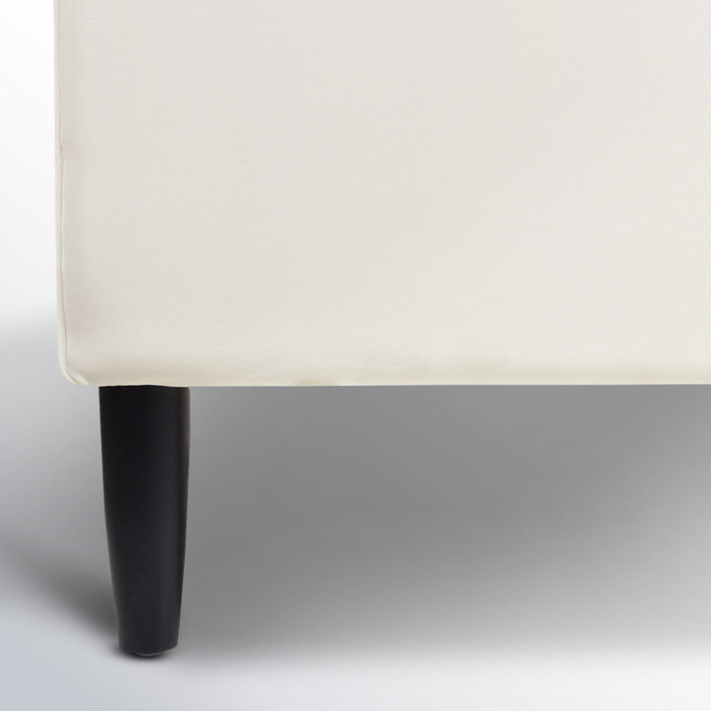 Lit plateforme tapissier Helaina, Très grand, Velours blanc nuage