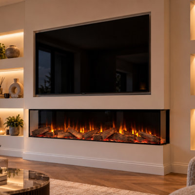 Evolution Fires Advance Series 1800mm Electric Fireplace | Built-In Wall Fire with LED Flames | App & Alexa Control | 1kW/2kW Heat Output | TV Media Wall Ready