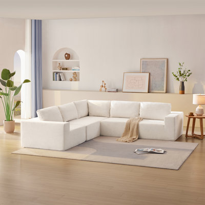 Canapé modulaire en L de 116 po x 116 po Roomfitter, canapé-lit rembourré de luxe, ensemble de canapé 5 pièces rembourré de mousse pour le salon