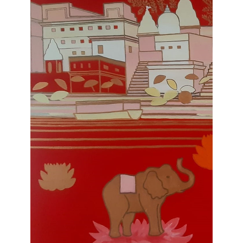 Temple Ghat | Acrylique sur toile | Par Debrata Basu | Pour la décoration murale