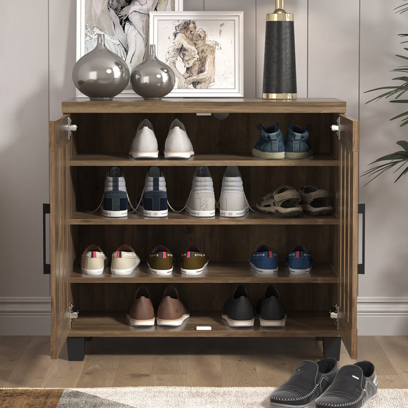 Banos 2 Door Shoe Storage Cabinet, Knotty Oak