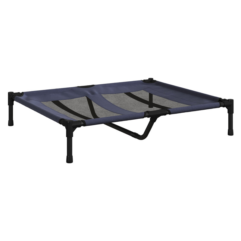X-Large Navy Elevated Outdoor Dog Bed with Canopy