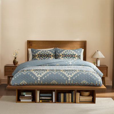 Bridge Creek K Coverlet Set Silver Blue