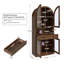 Buffet 70 po de hauteur - Buffet Mid-Century moderne avec rangement pour le vin, portes en verre trempé et tablette réglable-130557153