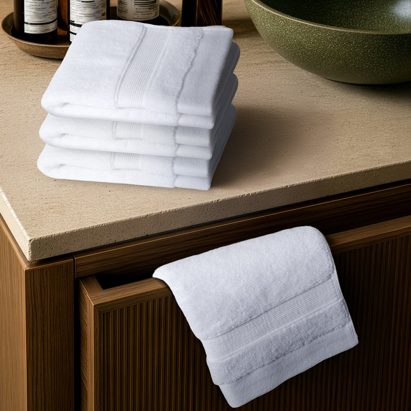 Essuie-mains 100% coton de qualité supérieure 4 paquets, 700 g / m², ultra doux et absorbant, White, 4 pièces