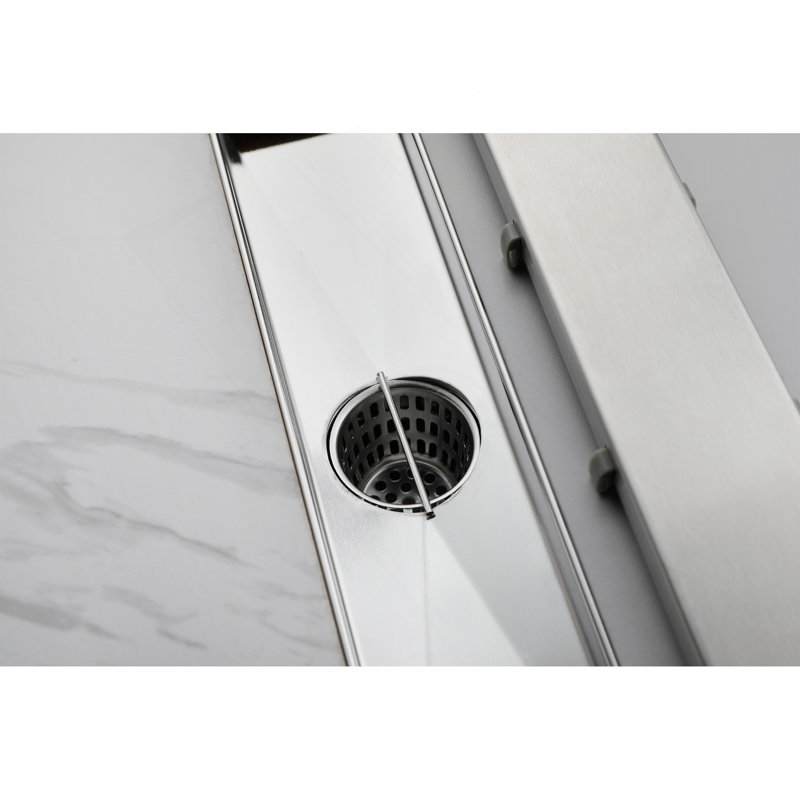 12 Inches Linear Shower Drain, Included Hair Strainer And Leveling Feet, Flange