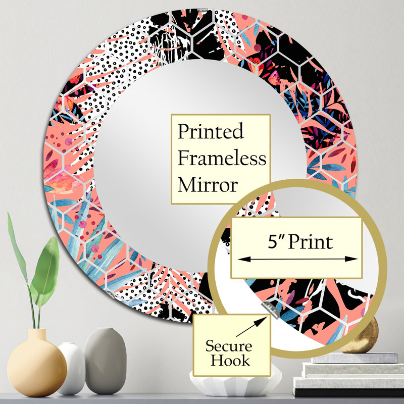 Tropical Tropical Patchwork II - Miroir mural tropical, 24 po x 24 po