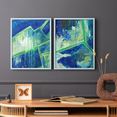 GeometricInCoolV-Premium, reproduction encadrée - prête à être accrochée - aucun clou requis - aucun clou requis