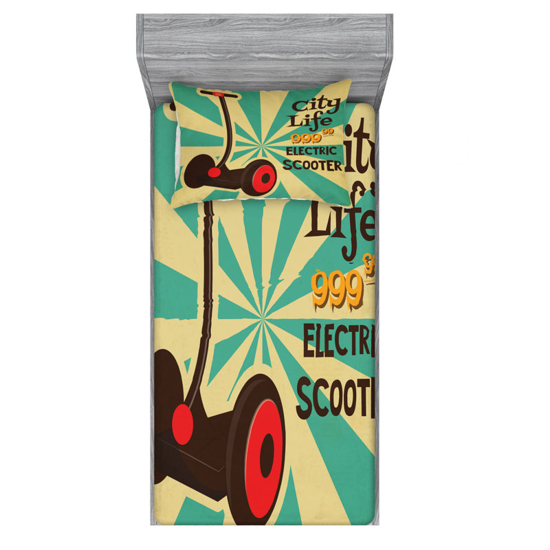 Ensemble de draps électrique scooter, Ensemble de draps pour lit simple avec 1 taie d'or