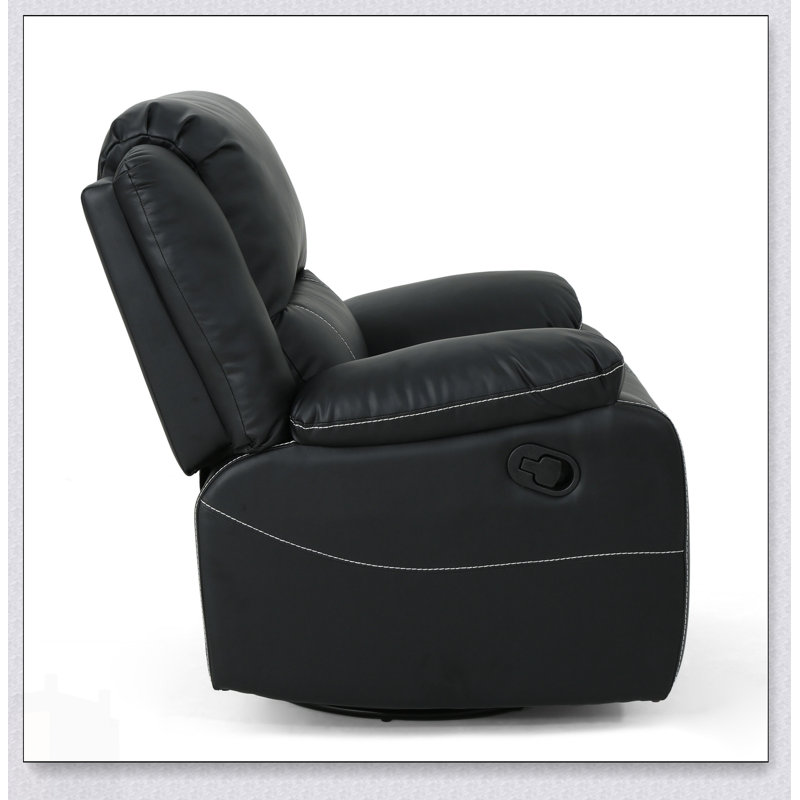 39 Inch Wide Faux Leather Manual Swivel Recliner For Ultimate Comfort And Versatility In Modern Living Spaces