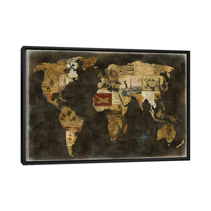 " Faraway Places " by Russell Brennan, 18" H x 26" W x 1.5" D, Black Framed Canvas, No Mat