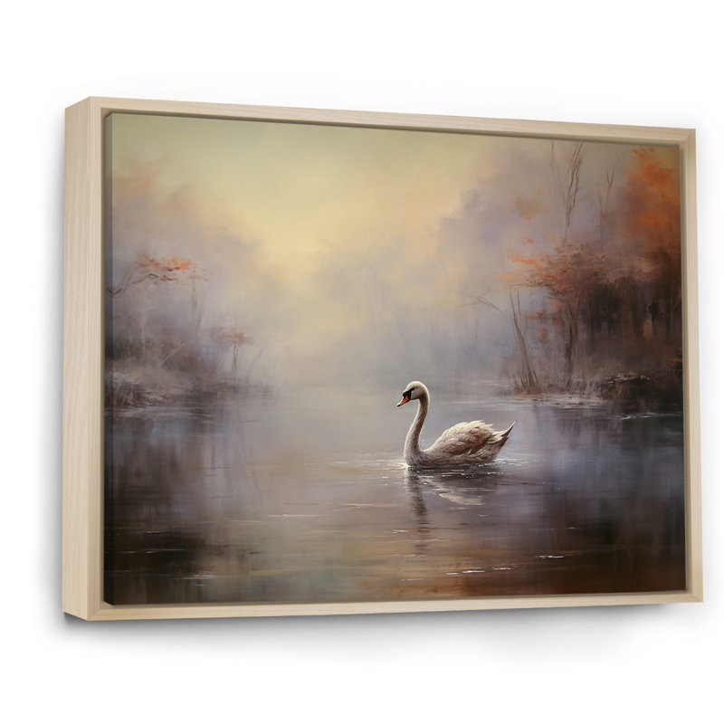 Cygne dans la brume II sur toile, H 24 po x l 32 po x P 1 po, Cadre naturel flottant