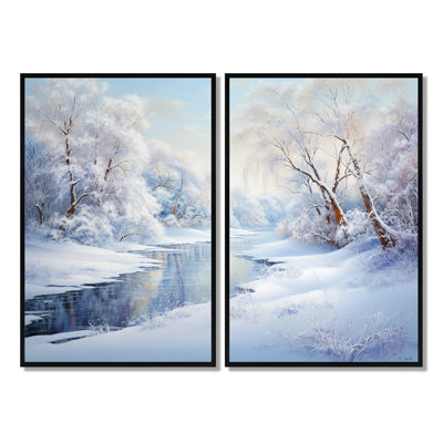 «Winter River Snow Charm Landscape IV», impressions sur toile paysages