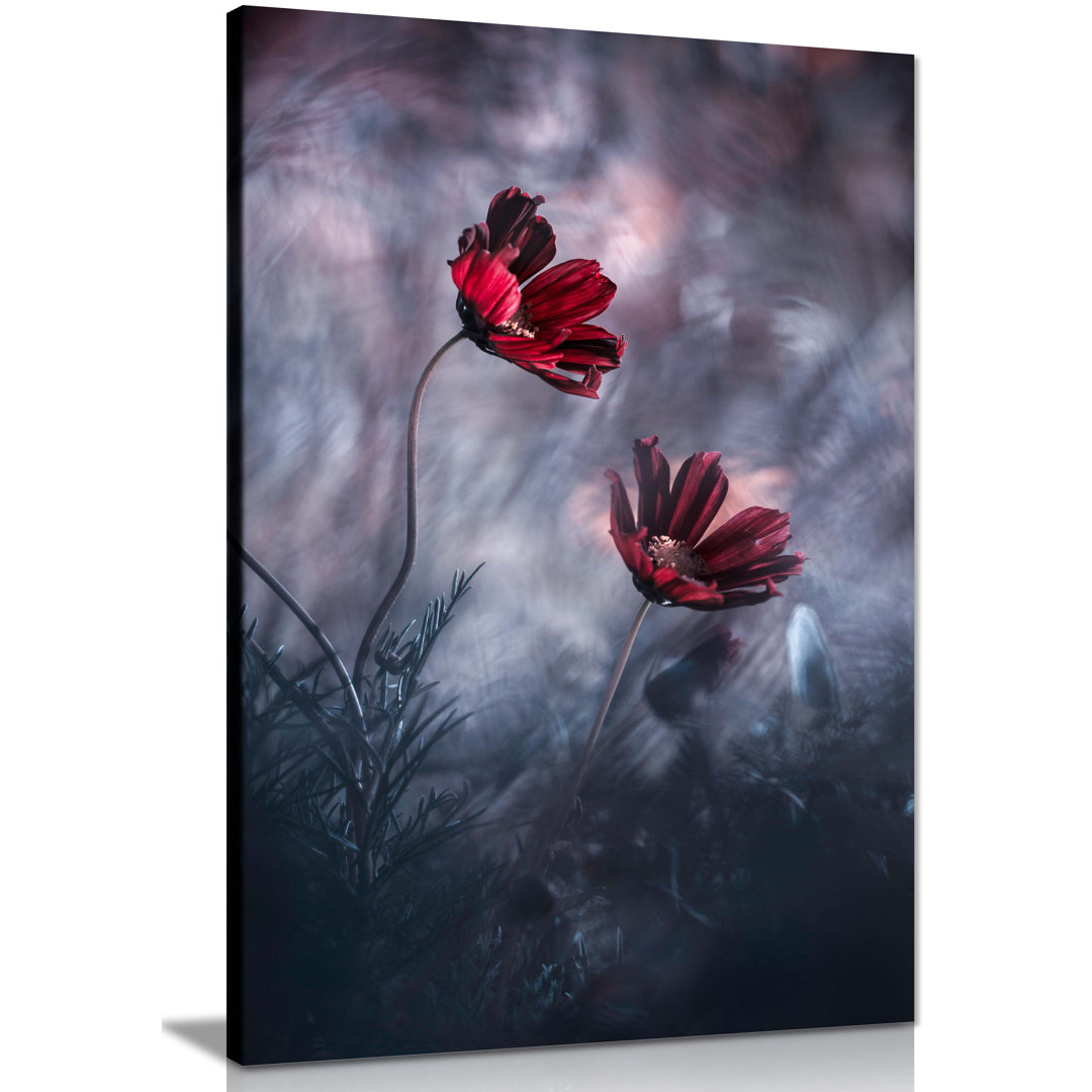 Panther Print Fine Art Prints Red Flowers Floral Garden Bokeh Artistic Framed Canvas Print, Pictures For Home Walls, Bedroom, Living Room & Bathroom D