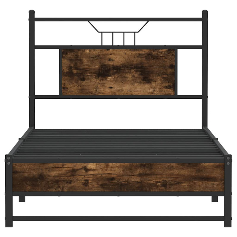 Bed Frame Without Mattress Engineered Wood, European Single (90 x 200cm), Smoked Oak