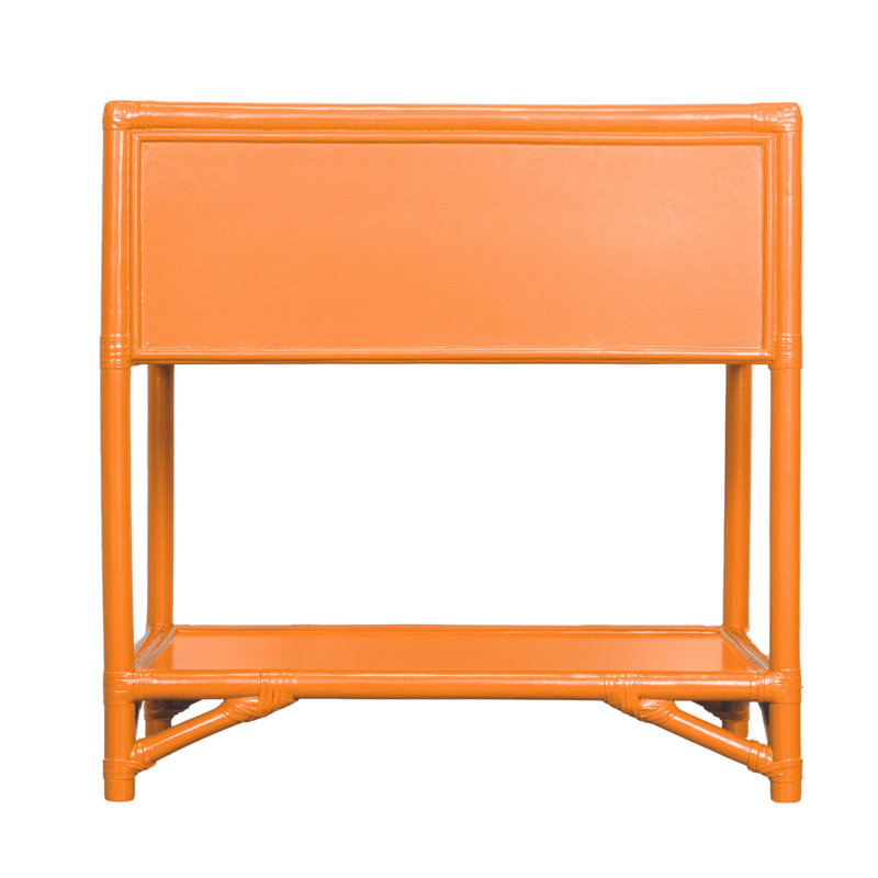 Olivia Collection 1 - Drawer Rattan Nightstand, Citrus Orange