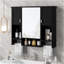 Armoire de rangement murale moderne 35 po x 28 po, armoire de salle de bain murale avec miroir, armoire à pharmacie avec barre à serviettes