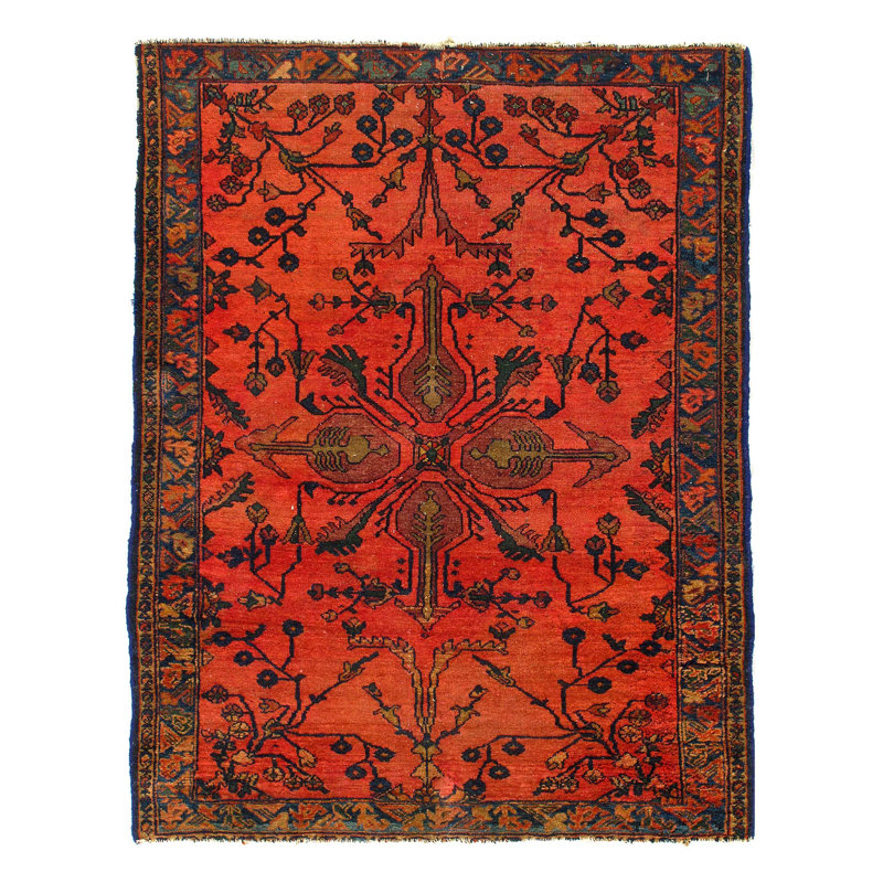 Kuth Cotton Oriental Area Rug in Rust