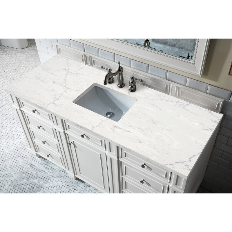 Bristol 60'' W Single Vanity, Bright White, Eternal Jasmine Pearl