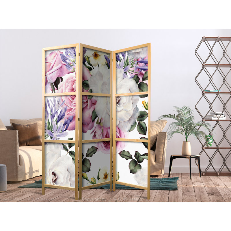 135 cm W x 171 cm H 3 - Panel Solid Wood Folding Room Divider