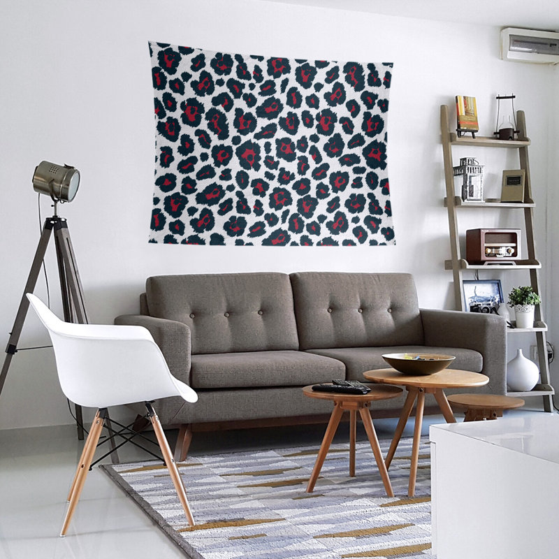 Tapisserie en microfibre de football, Blanc/noir/rouge, H 88 po x l 104 po