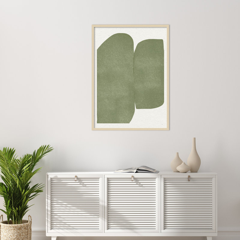«Rooney Green Paper Cut Modern» par le Studio MIUUS, reproduction d'art encadrée en bois, Brun, H 41 po x l 30 po