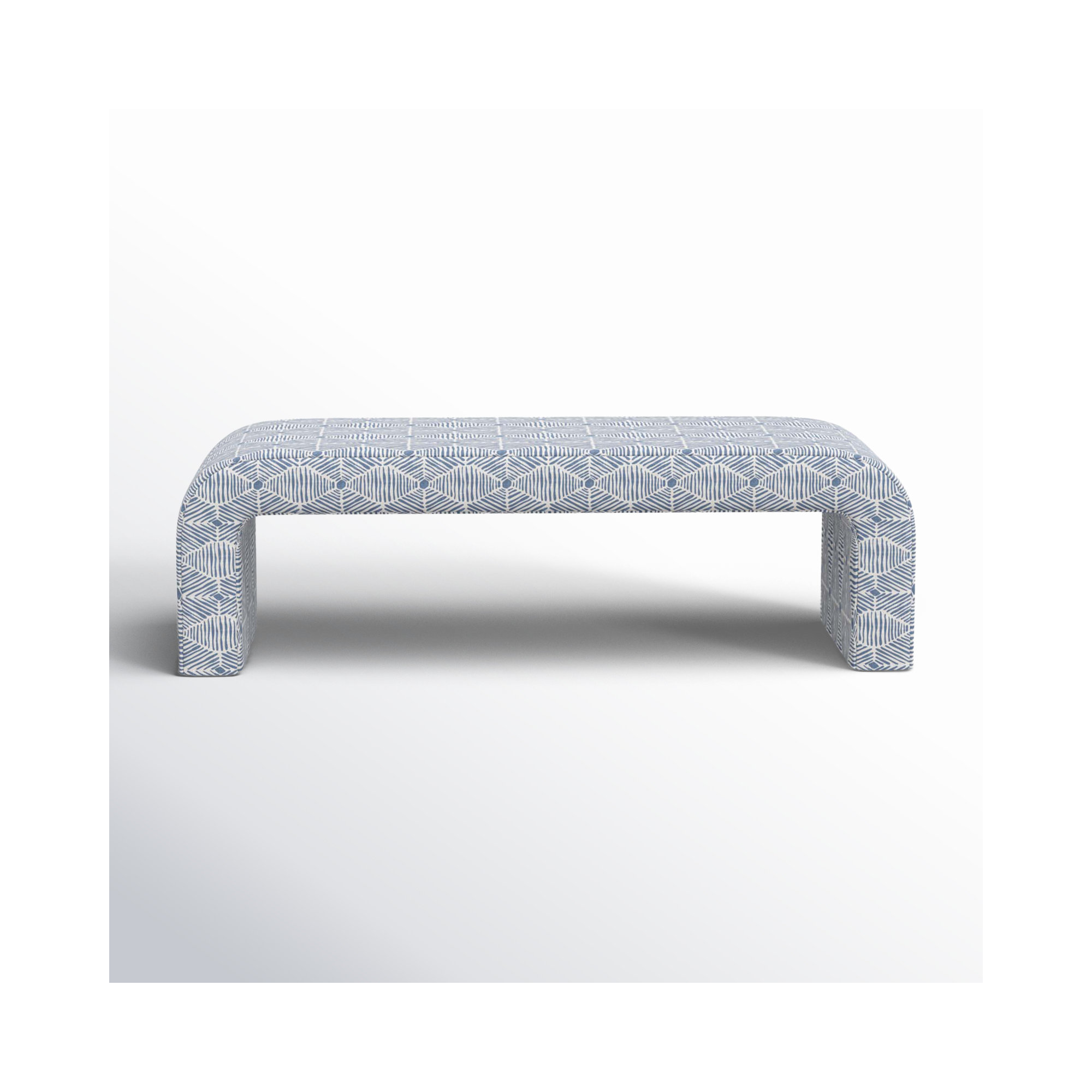 Barley Upholstered Bench, Painted Diamond Dusty Blue