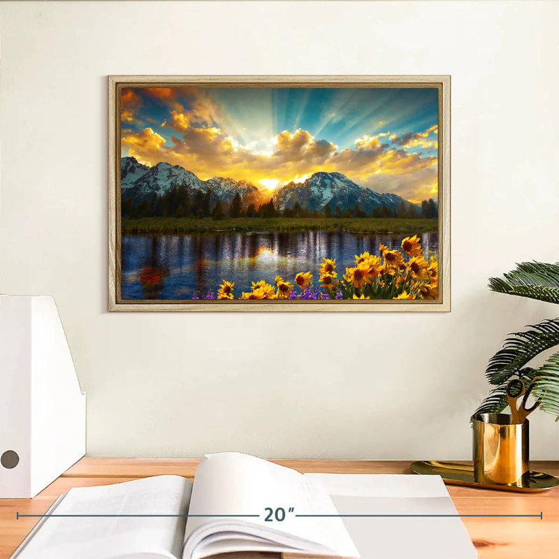 Grand Teton, Cadre flottant en bois naturel, 13 po x 9 po