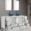 Ensemble de meuble-lavabo double 72 po avec plateau en bois, lavabo vasque, robinet en alliage de zinc et pieds en bois massif Gizzel-596509555-596509554-596509511