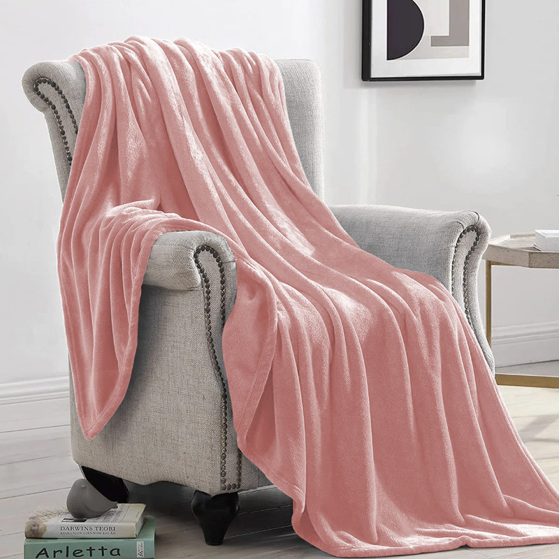 Climax Super Soft Reversible Mink Faux Plush Fur Fleece Blanket Throw, Kingsize (5'), Pink
