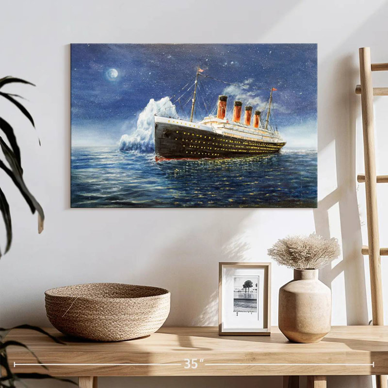 Aletra Titanic naviguant la nuit, H 16 po x l 24 po