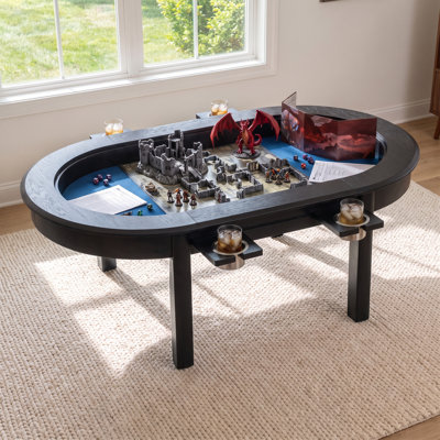 Table de jeu ovale moderne en bois massif de 130 cm (51 pouces) pour casse-têtes, idéale pour une salle de jeux ou un atelier de loisirs créatifs.