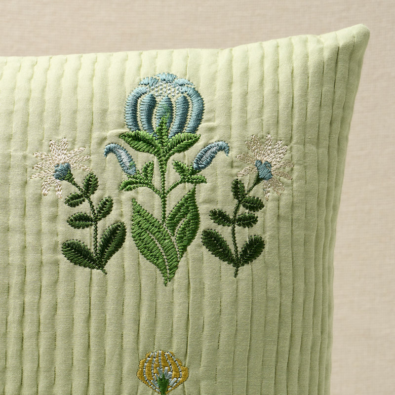 Coussin Elmslie, Motif floral vert, H 14 po x l 20 po