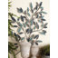 Décoration murale feuille de métal bleu avec tiges noires