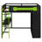 Full Size Wood Loft Bed with Desk, Open Wardrobe and RGB Light, Green-94053281