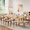 Ensemble de 8 chaises de salle à manger rembourrées en bois, beige moderne, revêtement en velours doux et moelleux