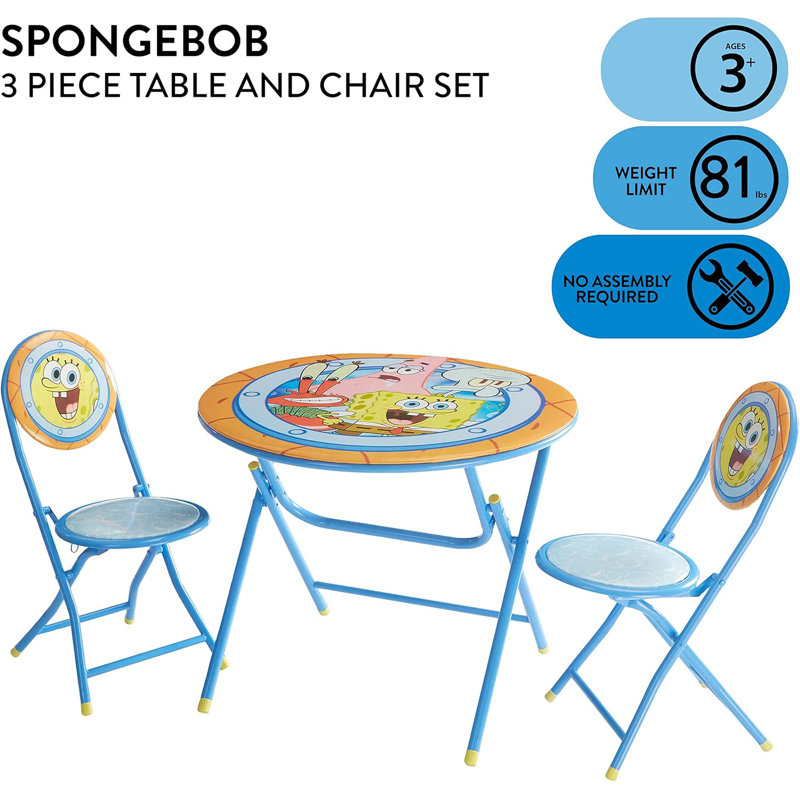 Ensemble de table ronde et de chaises 3 pièces Sponge Bob