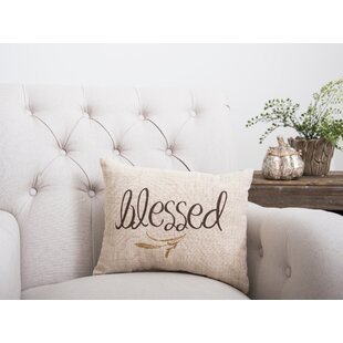 Rectangular Blessed Pillow | Beige Lumbar Pillow | Rectangular Pillow |  Handmade in the USA | Shop Small - Shop Personal