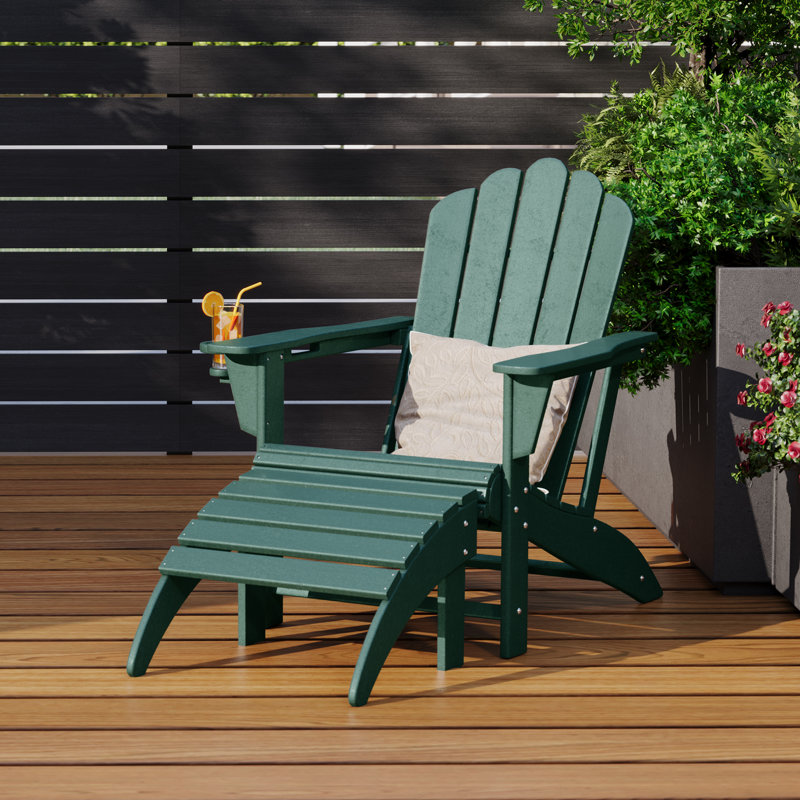 Chaise Adirondack en poly tout temps avec repose-pieds Lucus, Vert