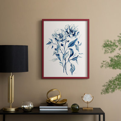 Indigo Wild Roses I, reproduction encadrée - bois massif