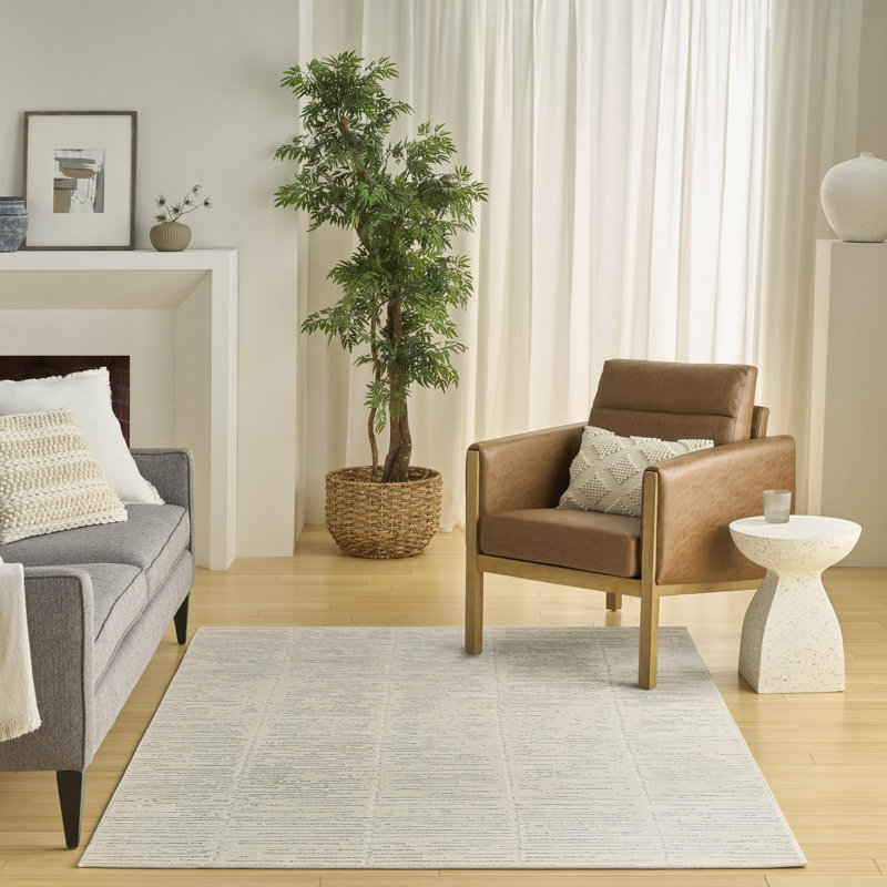 Ebern Designs Bonnert Ivory Grey Modern Indoor Rug, Rectangle 7'10" x 9'10"