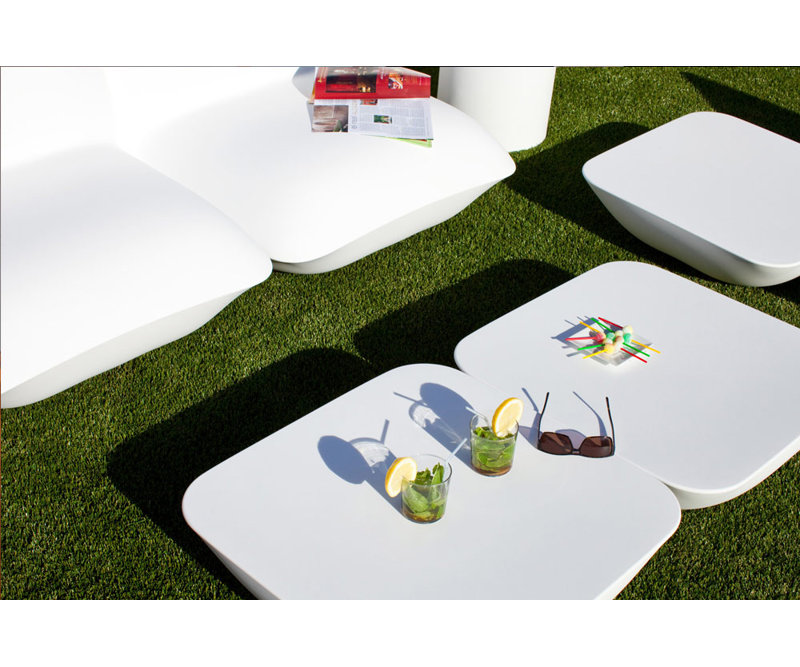 Pillow Plastic Coffee Table, Ecru