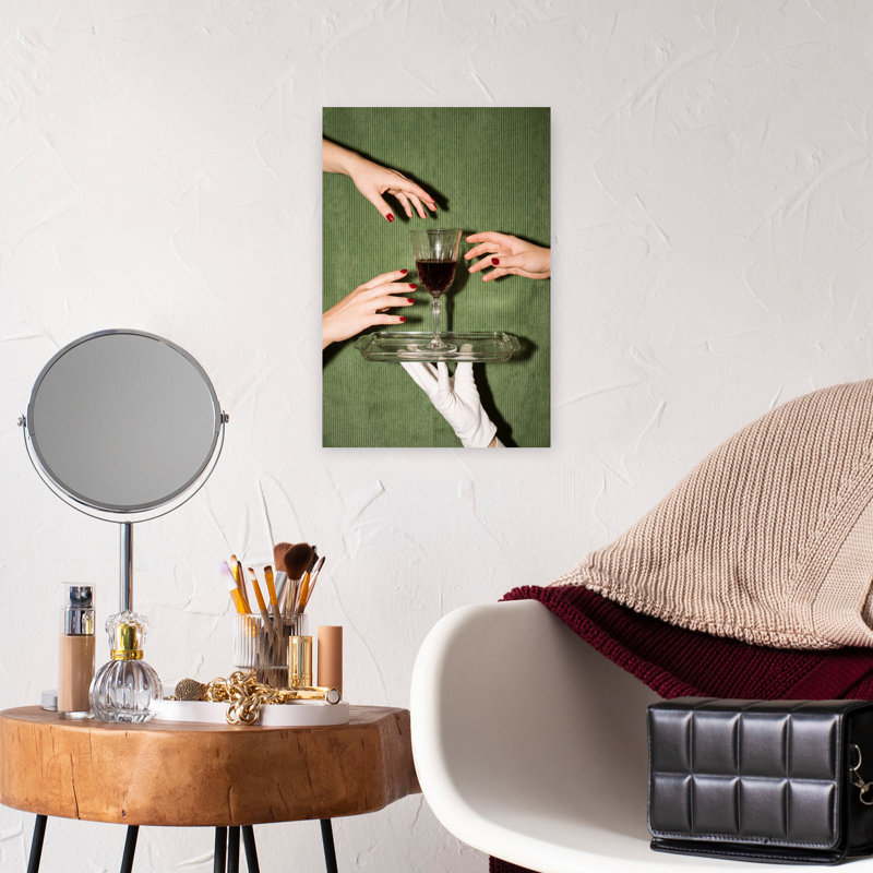 «The Wine Is Served», art mural rétro, H 18 po x l 12 po