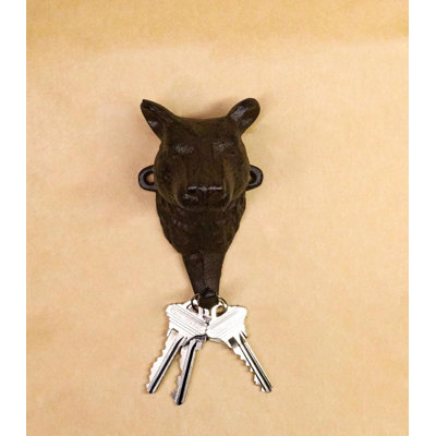 Pack Of 2 Cast Iron Rustic Forest Black Bear Wall Hook Sculptures For Coats Keys
