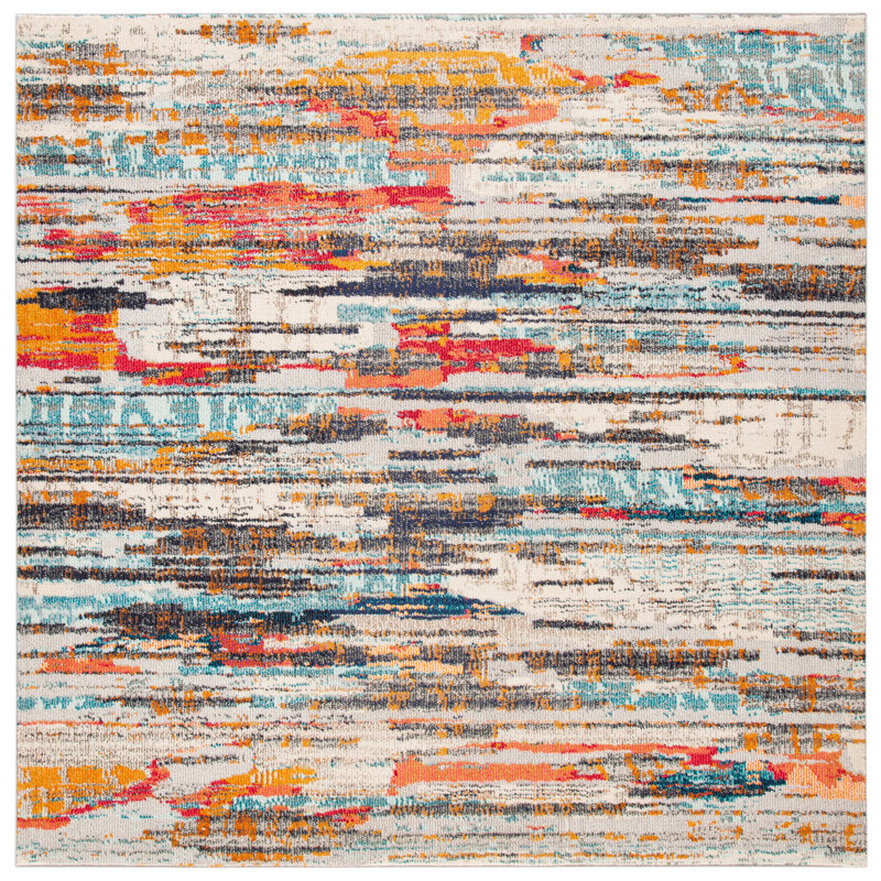 Riccio Abstract Ivory/Multi Area Rug, Square 6'7"