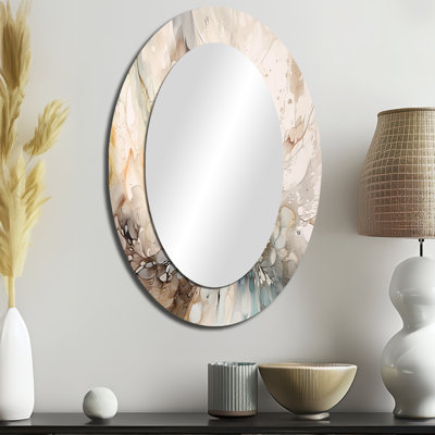 Miroir mural ovale blanc et gris