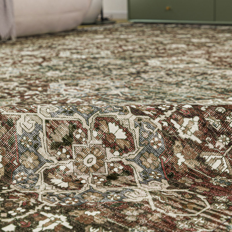 CYNTHIA Machine Washable Vintage Distressed Area Rug Soft Foldable, Rectangle 9' x 12'